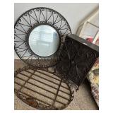 Group: Metal Cabinet & (2) Pieces of Decor