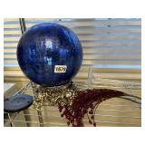 Decorative Blue Glass Bowl on Stand