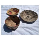 Vintage Handcrafted Geometric Basket Trio