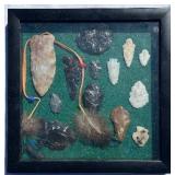 Primitive Stone Artifacts Shadow Box Display