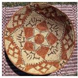 Vintage Hand Woven Coiled Star Motif Basket