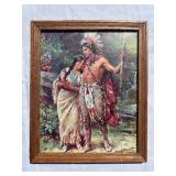 Vintage Framed Native American Couple Art