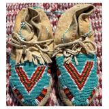 Vintage Beaded V-Pattern Moccasins