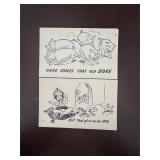 Set of Illustrated Postcards with Humorous Themes