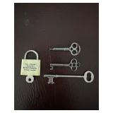 Vintage Metal Keys and Advertising Padlock
