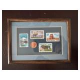 Framed Vintage USA Statehood Stamps, 7ï¿½5