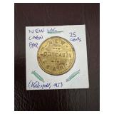Brass Trade Token from New Log Cabin Bar