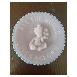 Lavender Glass Trinket Box with Clown Motif
