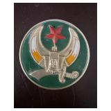 Metallic Emblem With Star and Crescent Design