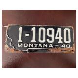 1948 Montana License Plate ï¿½ Butte Area