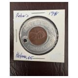 1948 Token with Lincoln Wheat Cent, Reber Drug Co.