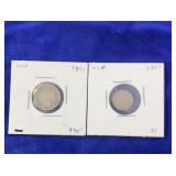 1863 3 Cent Nickel and 1854 3 Cent Star