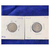 1902 and 1913 Barber Dimes