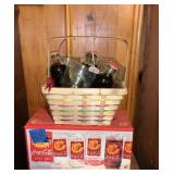 Coca-Cola 8 pc. Glass Set & Basket of coke