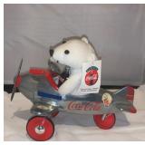 Coca-Cola Silver Metal Airplane & Bear