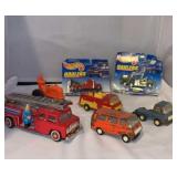Hot Wheels & mini cars, fire truck, tractor & van