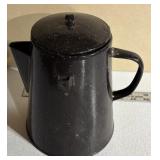 Black Enamelware Coffee Pot with Lid
