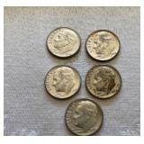 Five Roosevelt Dimes