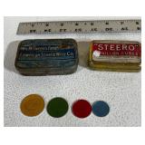 Two Vintage Advertising Tins With Tokens