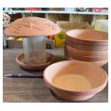 Terracotta Bowls & Bird Feeder
