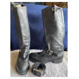 Leather Boots & Belt Combo