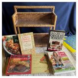 Wicker Shelf & Cookbooks