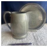 Pewter Pitcher &ï¿½Tray