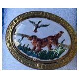 Etched Hunting Dog Brooch