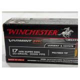 Winchester 17 WSM 20gr 3000 FPS Ammo, 50 Rds
