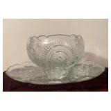 Glass Punch Bowl & Tray