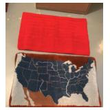 Wool Hooked Rug With Map of USA