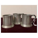 Reed & Barton Pewter Glass Bottom Mugs