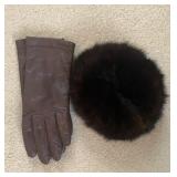 Vintage Fur Hat & Gloves