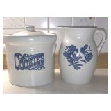 Glazed Canister & Water Pitcher