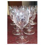 Antique Etched Cordial  Glasses