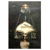 Hanging Brass Lamp with Hand painted Shade