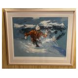 Skiing Powder Signed Print