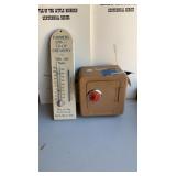 Vintage Thermometer & Bank