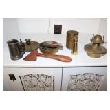Brass Lot including Lamp Base, Potpourri