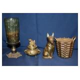 Lot including Brass Dog, Brass Oriental Insense