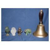 Old School Bell, Metal Elephant and 3 Owl
