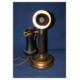 Kellogg Brass Candlestick Phone 11 1/2" tall