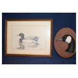 Framed G. Leo Lawson Etching of a Mallard Drake