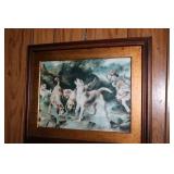 Framed print of dogs in creek bed