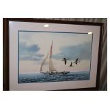 C Keith Whitelock watercolor of geese flying over