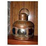 Copper boat lantern marked Mast Head, Port and
