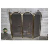 Fireplace screen and anchor andirons