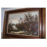 Large framed picture of flying mallards by