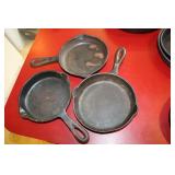 3 Cast iron fry pans one is marked 8_3G on the