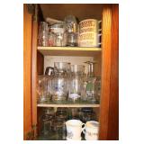 Contents of 7 cabinets including glasses, soup